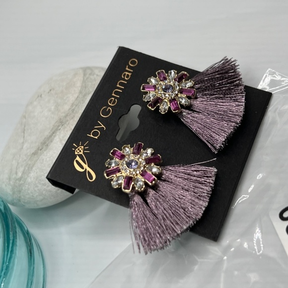 G by Gennaro Earrings $12ea / 3 for $20   Purple Fan Tassel Whimiscal Post - Picture 4 of 5